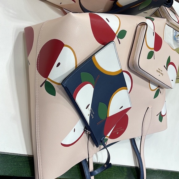 Kate Spade Honeycrisp Large Apple Tote & Honeycrisp Red Apple Continental Wallet - Picture 7 of 16
